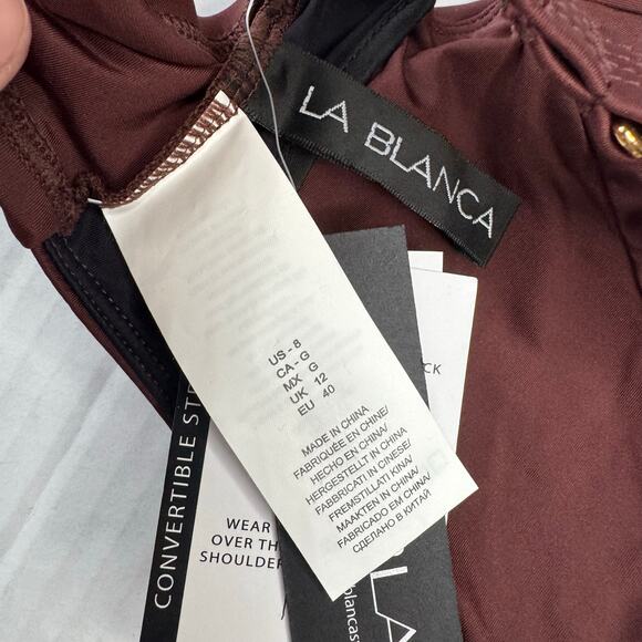 La Blanca Underwire Twist Front Swim Bikini Top in Java Brown NWT Size 8 - Picture 8 of 8